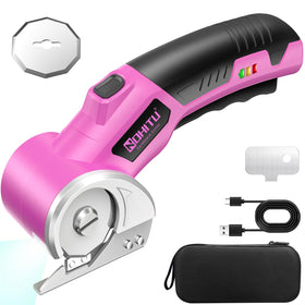 Nohitu cordless electric scissors pink front view for precise, portable cutting