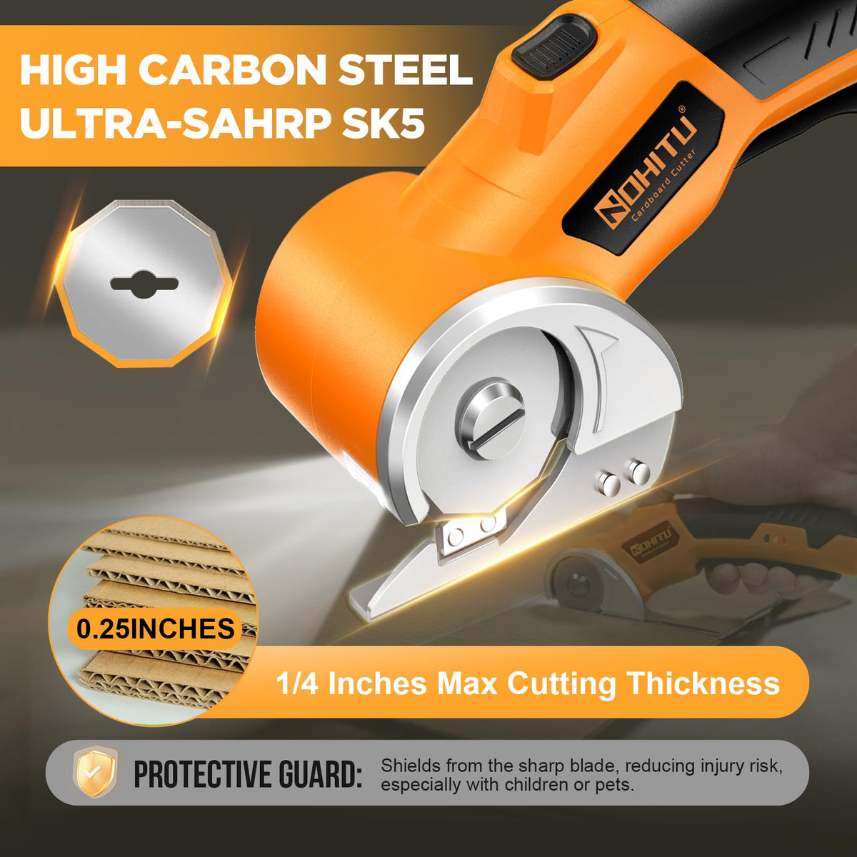 Nohitu cordless scissors safety lock for secure operation.