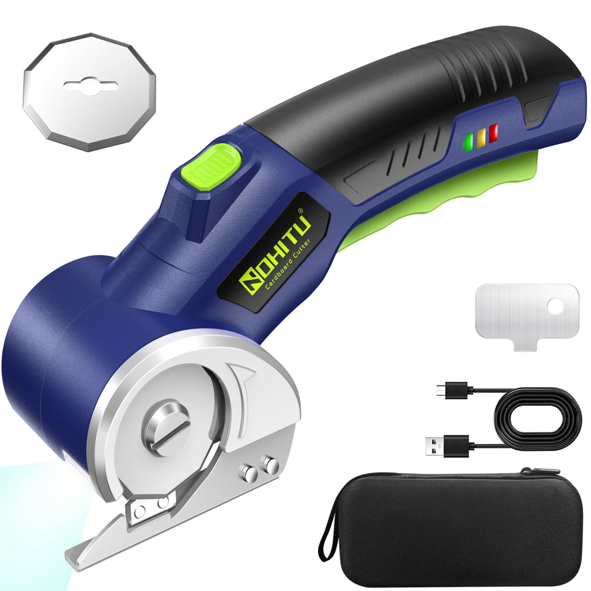 Nohitu electric box cutter with LED light for precise cardboard cuts