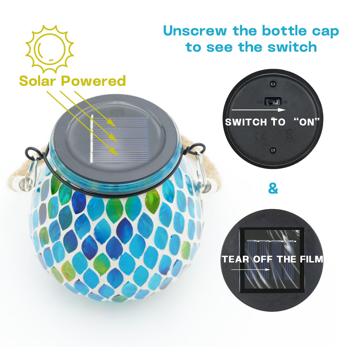 Nomoluke mosaic blue solar lanterns handmade glass adds outdoor charm