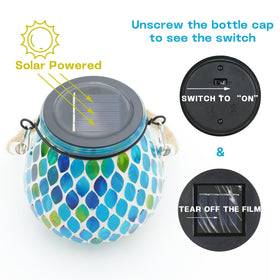 Nomoluke mosaic blue solar lanterns handmade glass adds outdoor charm