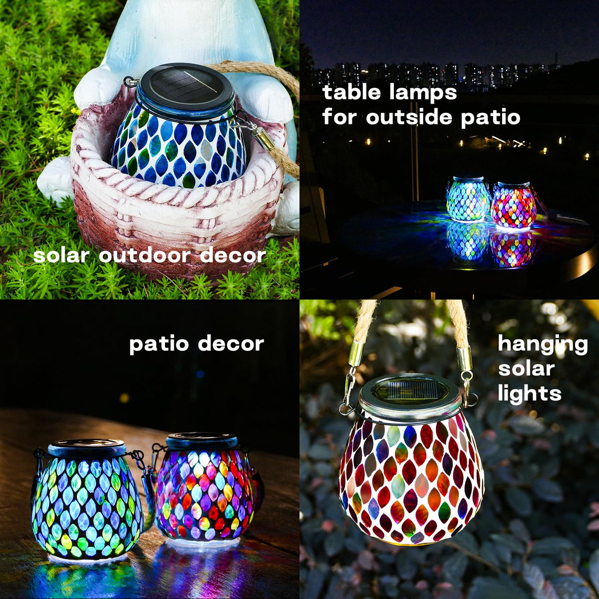 Nomoluke mosaic blue solar lanterns patio decor for stylish nights