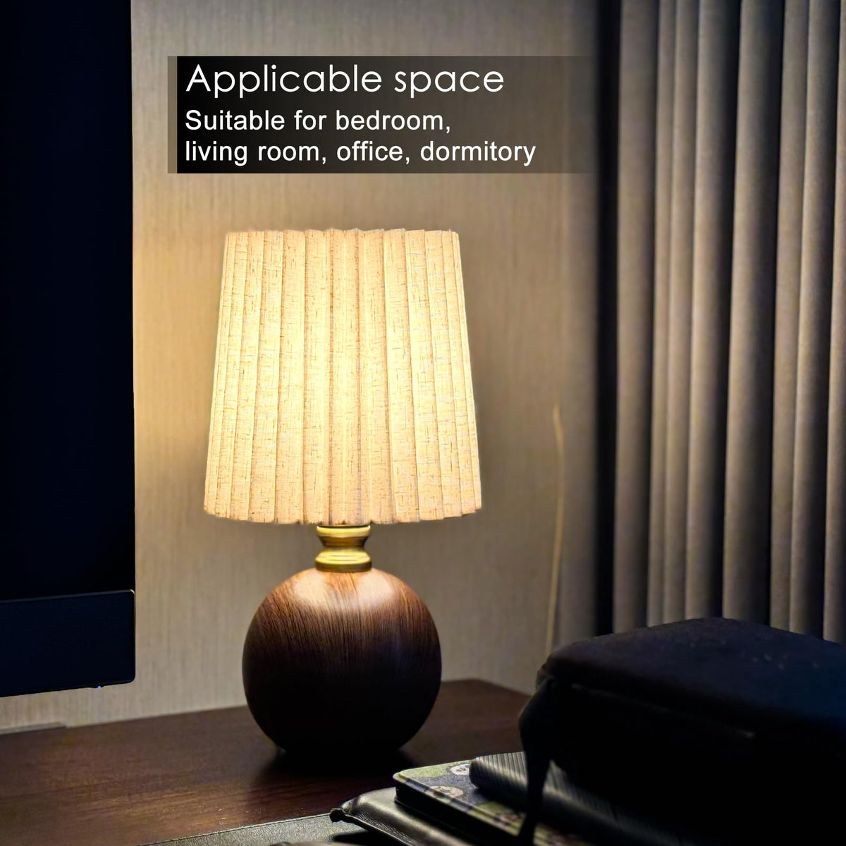 Nomoluke lamp in living room creates warm ambience for chats.