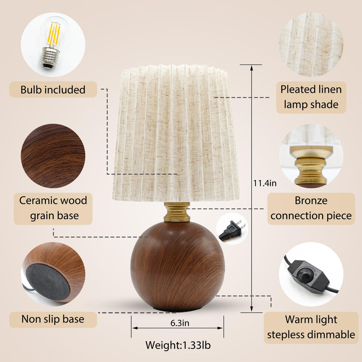 Nomoluke pleated table lamp shade linen diffuses warm light for cozy evenings.