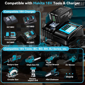 Compatibility with Makita 18V LXT tools and chargers for versatile replacements.