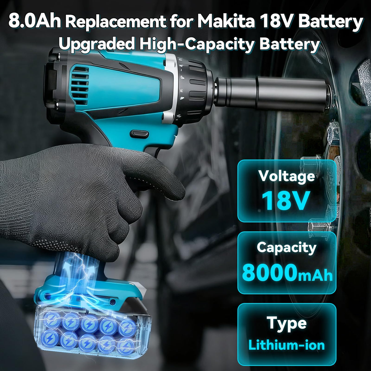 Nonbliep LED indicator shows battery charge status at a glance.