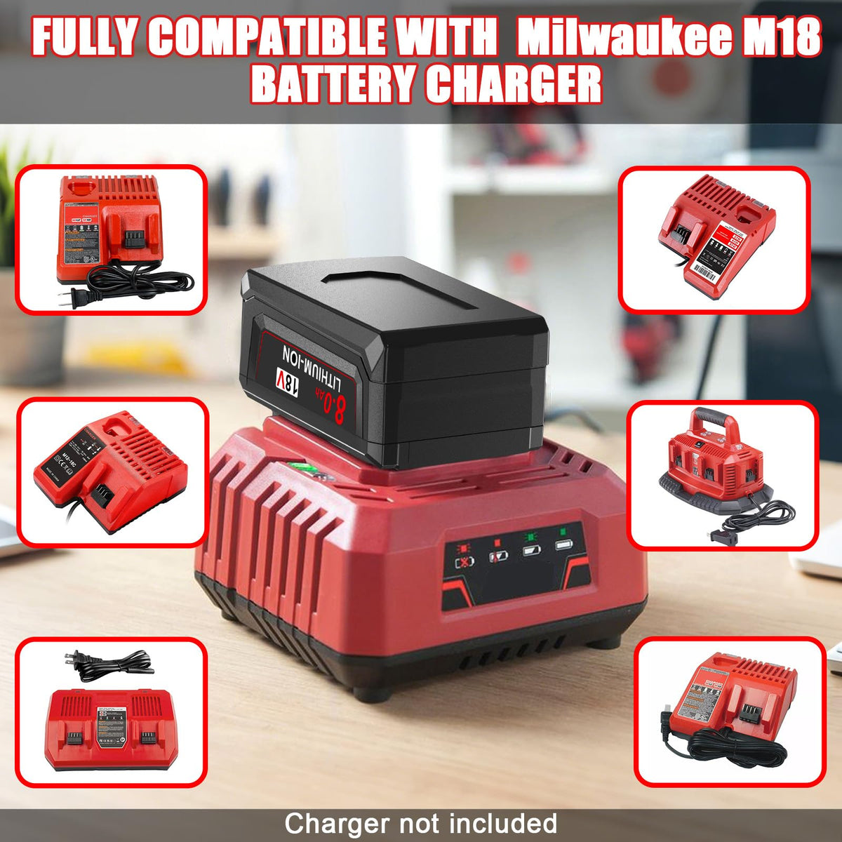 Nonbliep Milwaukee 8.0Ah battery safety protections emphasize built-in safeguards.