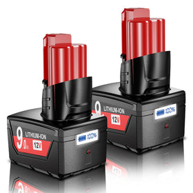 Nonbliep Milwaukee M12 9Ah battery with LCD display provides quick power monitoring