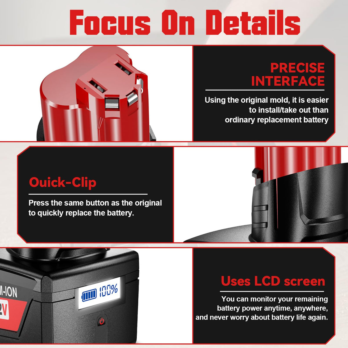 Packaging mockup of Nonbliep 9Ah Milwaukee M12 batteries