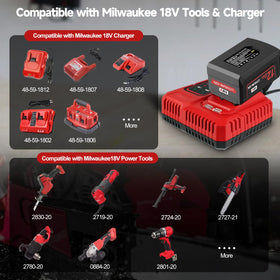 Nonbliep Milwaukee M18 battery with LED indicator for real-time power.