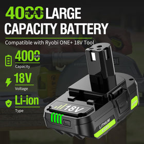 Nonbliep Ryobi 18V battery LED indicator displays charge status clearly