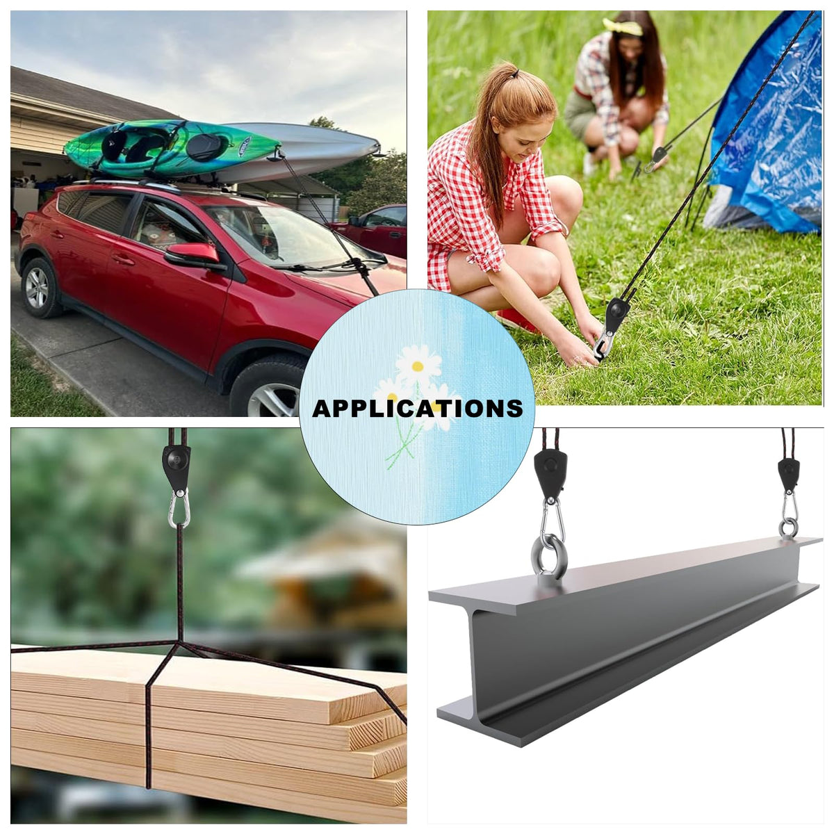 NONGKANG 12ft length strap demonstrates ample reach for trucks and tents