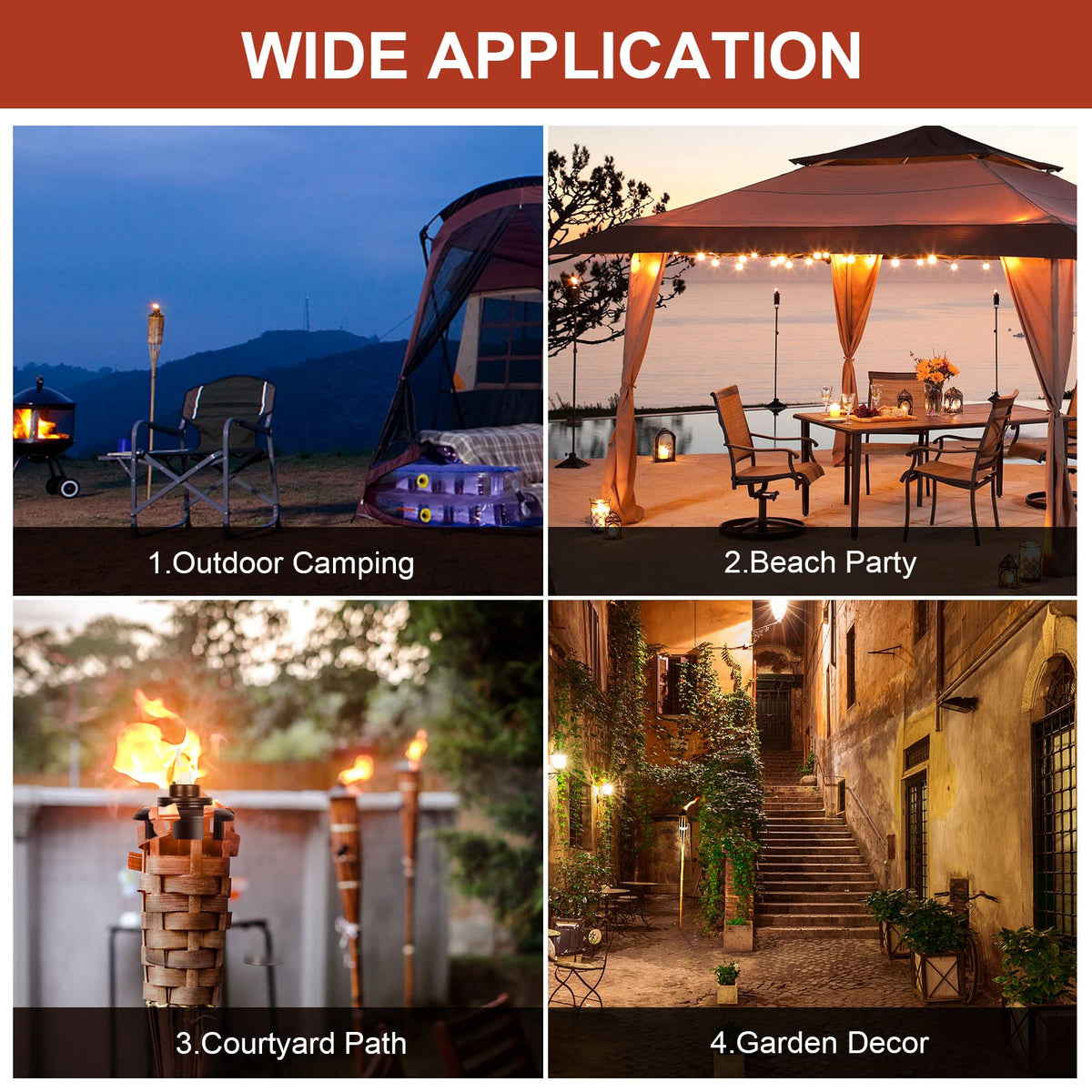 Nonley outdoor torch canister set enhances outdoor decor with cozy ambience.