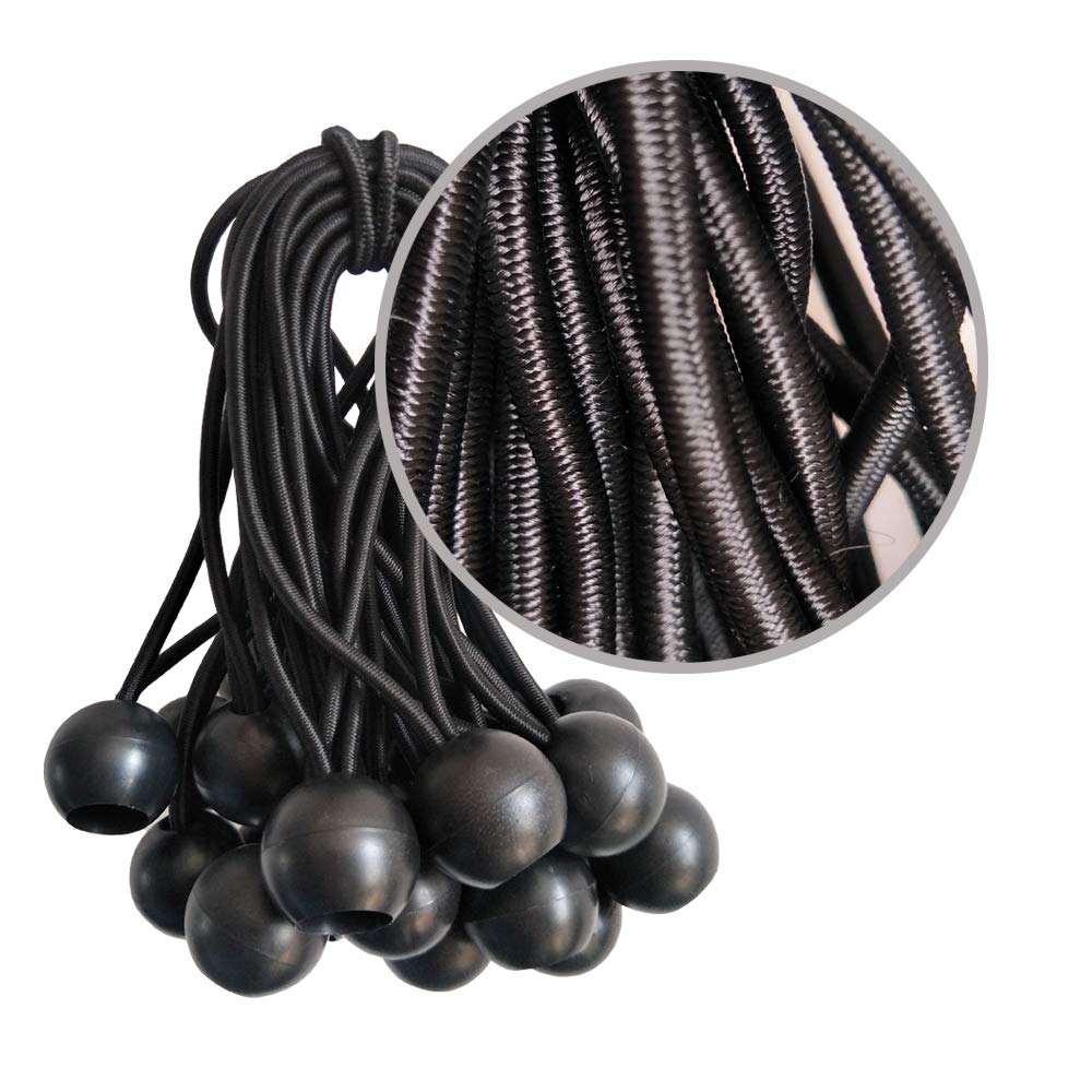 Noonext garage lid secured with ball bungee cords against wind