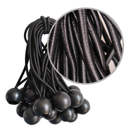 Noonext garage lid secured with ball bungee cords against wind
