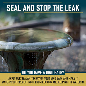 Bird bath treated with NOON'S UP Super Mica-Seal outdoors.