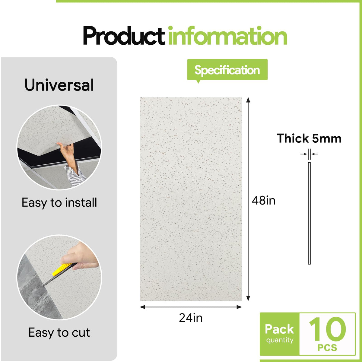 noooza tile texture with burr-free edge and easy DIY cutting