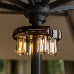 NORA·GIFT brown cordless umbrella light blends with deck aesthetics