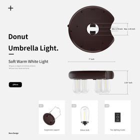 NORA·GIFT umbrella light at night delivering ambient backyard illumination