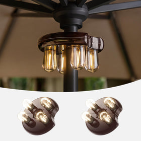 NORA·GIFT patio umbrella light with donut design enhancing cozy outdoor seating