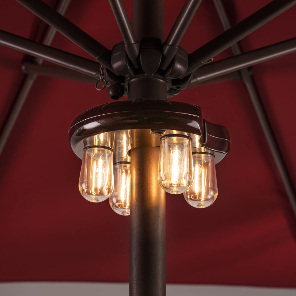 NORA·GIFT patio umbrella light with donut design adds cozy ambiance to outdoor spaces.