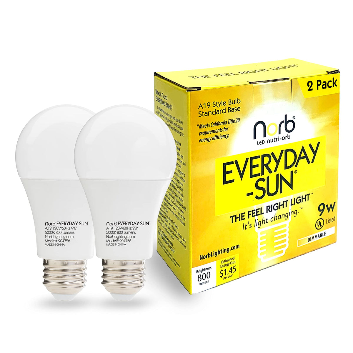Norb Everyday Sun 2-pack bulb offers budget-friendly daylight lighting for homes.