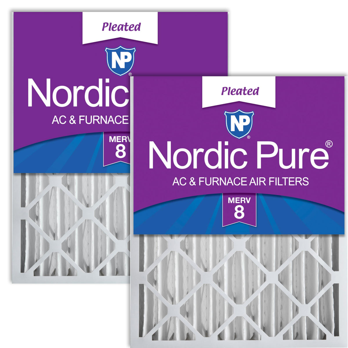 Nordic Pure 16x25x4 pleated air filter — front pack view for easy replacement and secure fit.