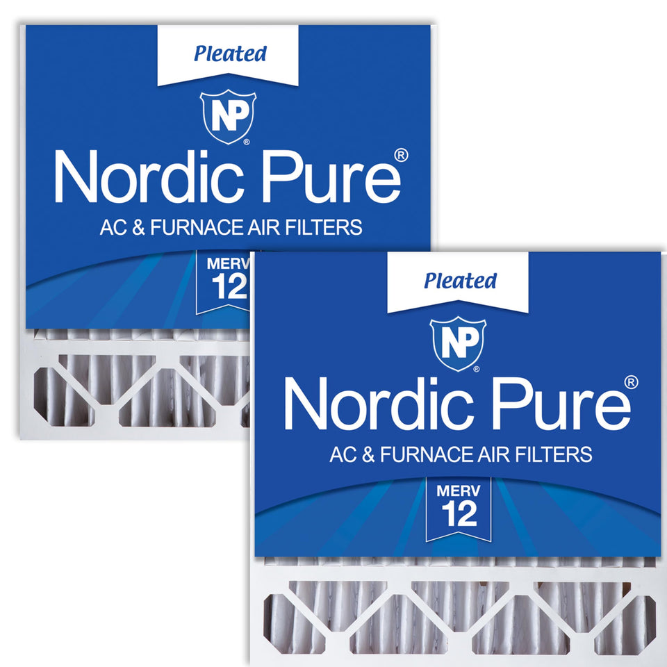Nordic Pure 20x20x5 MERV 12 filter front view pack shot for quick comparison