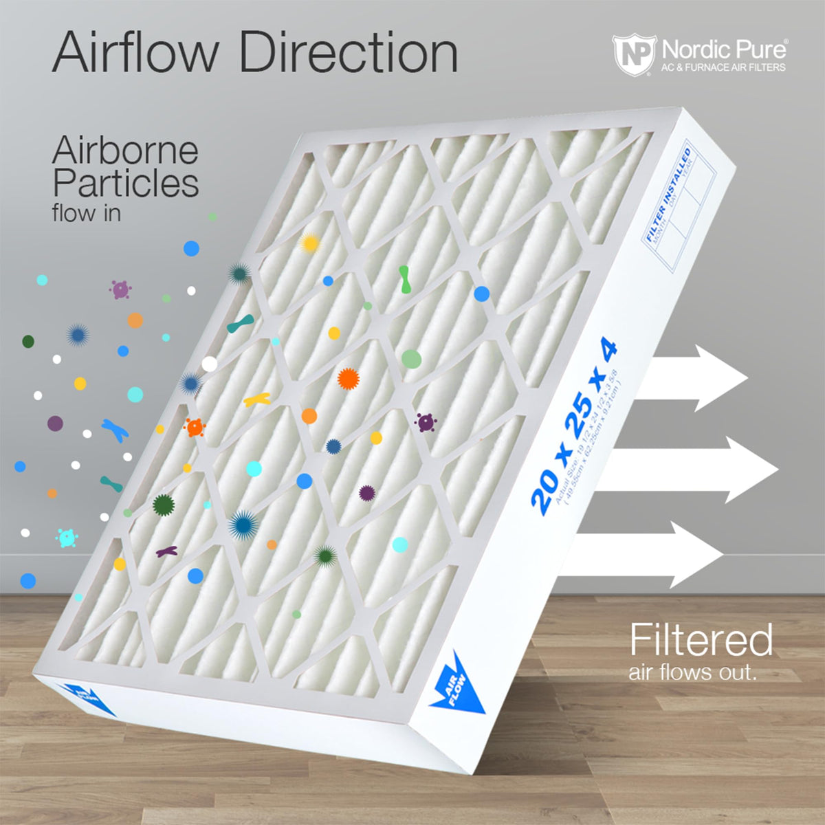 Nordic Pure anti-allergen media closeup displaying electrostatic filtration benefits.
