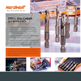 NordWolf 135-degree split-point tip for self-centering and faster starting in metal