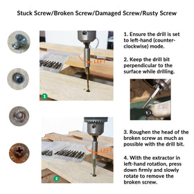 NordWolf spiral groove screw extractors with left-hand rotation for firm gripping removal.