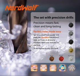 NordWolf stainless steel and hard metals drilling with cobalt bits for precise results