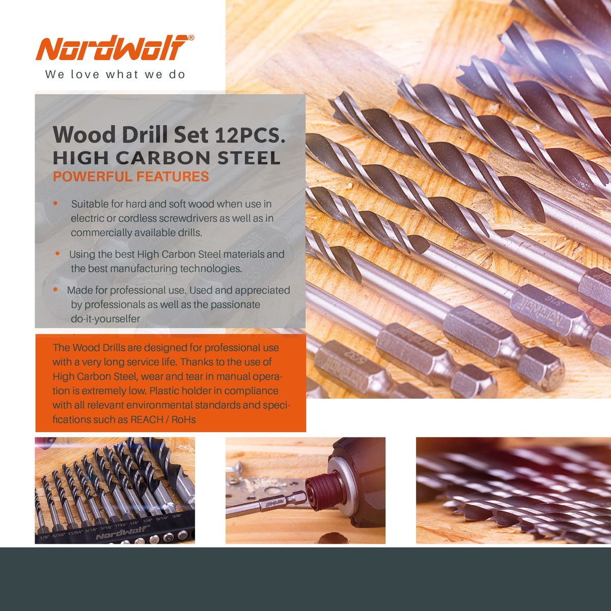 NordWolf wide flutes for efficient chip removal and clean results