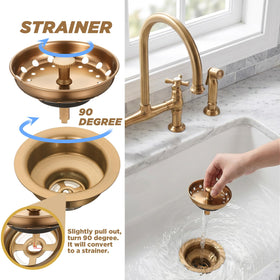 Norme disposal strainer traps food particles for cleaner drains.