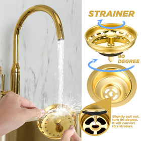 Norme garbage disposal strainer traps debris while preserving drainage
