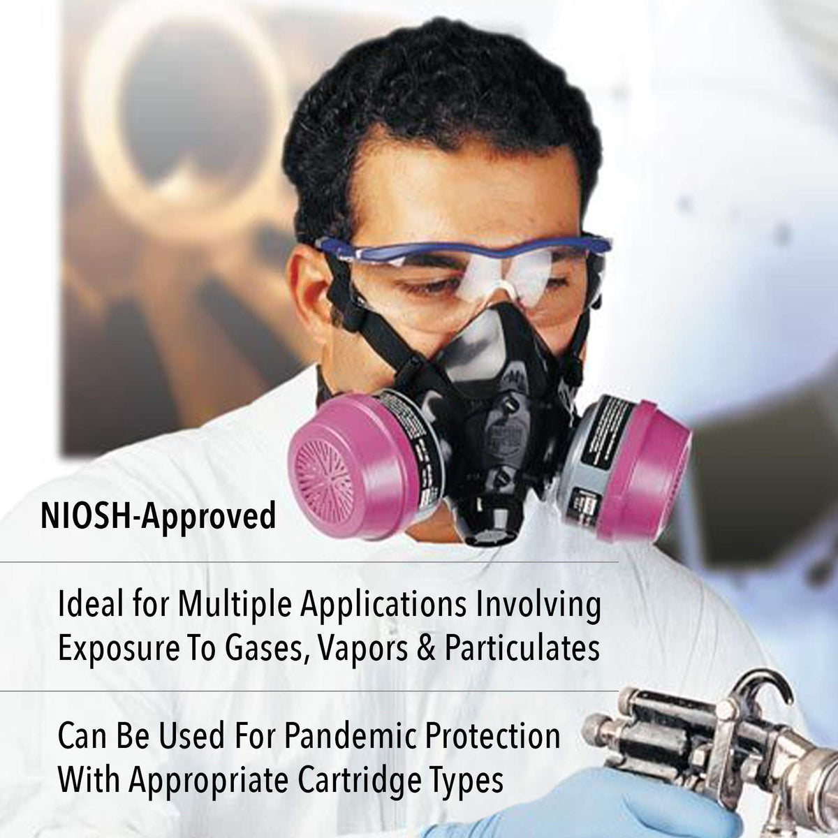 NORTH Honeywell 7700-series half mask silicone respirator usage scenarios for versatility.