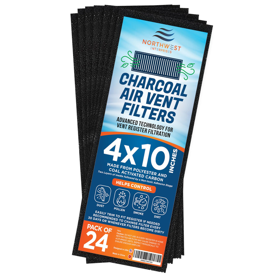 Northwest Enterprises activated-carbon vent filter, 4x10, purifies indoor air.