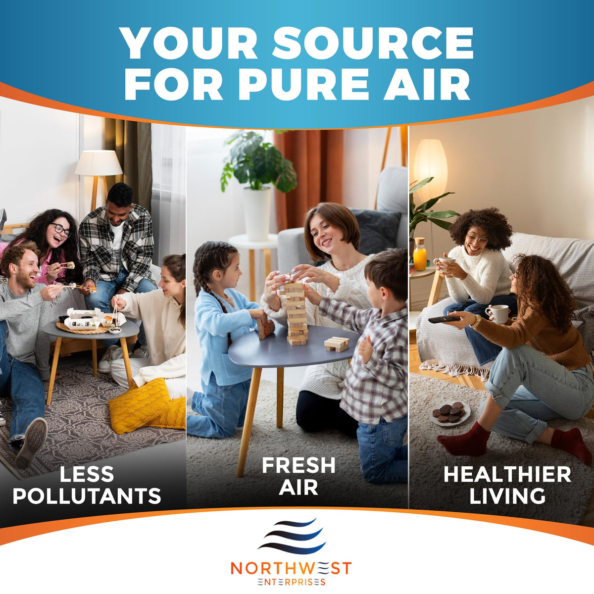 Vent filter placed in living room for fresher air by Northwest Enterprises.