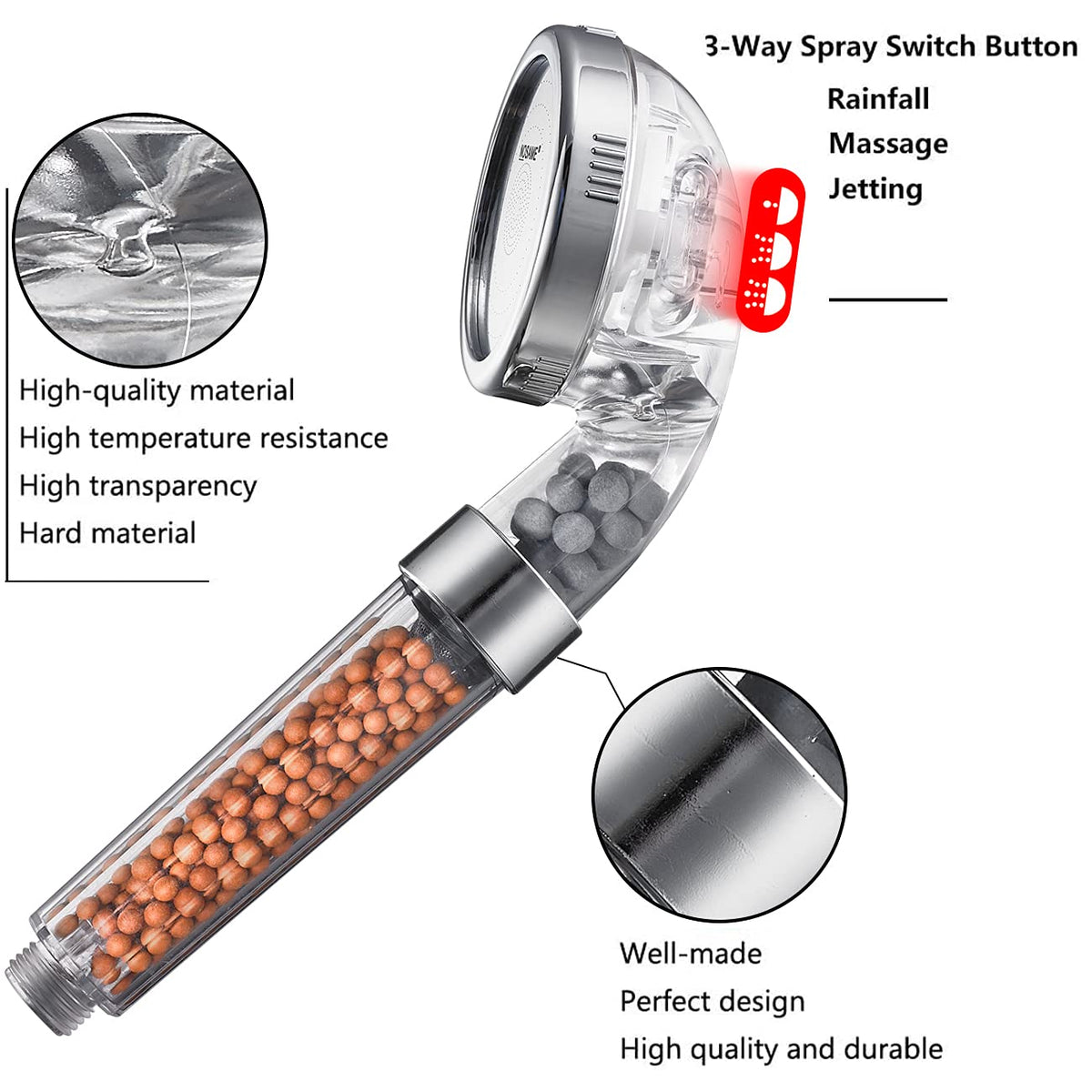 NOSAME three-mode handheld shower head setup for personalized showers