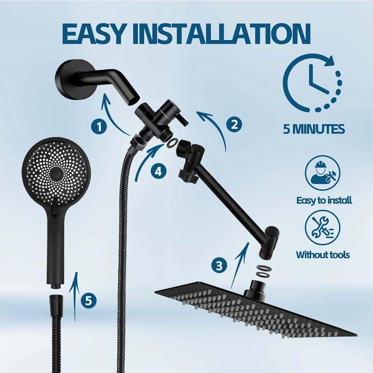 Nottia dual-mode shower control switches between rainfall and handheld spray.
