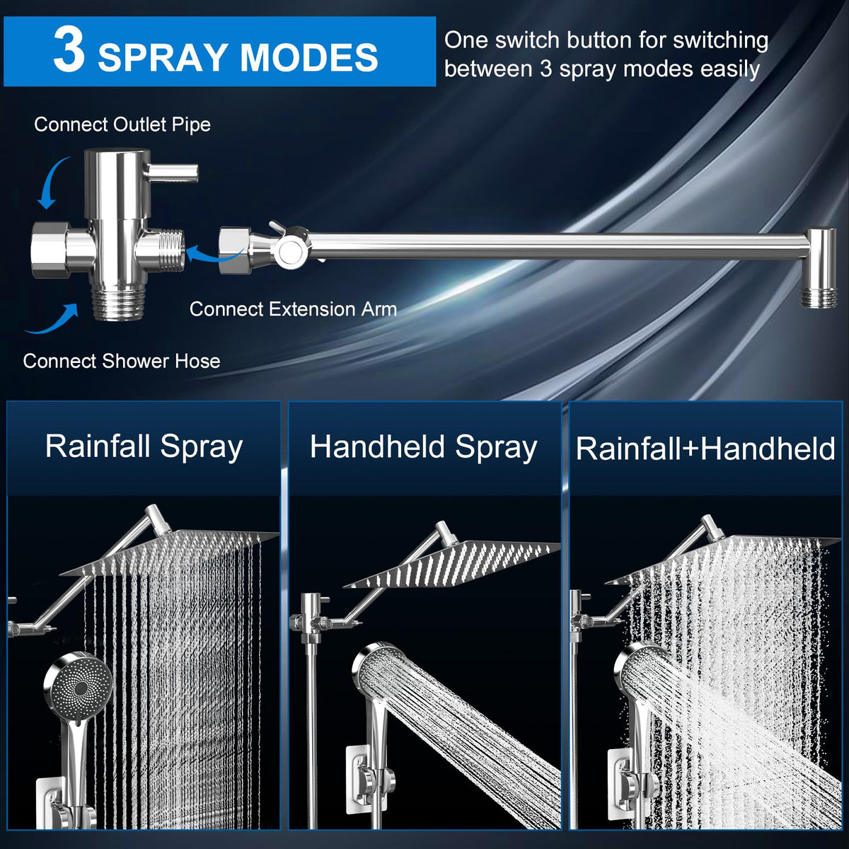 Nottia dual showerhead with 60-inch hose for flexible cleaning