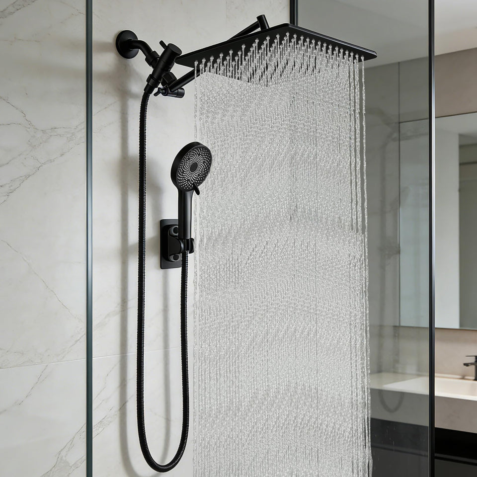 Nottia Rina 12-inch rain shower head delivers broad coverage for spa-like cleanse.
