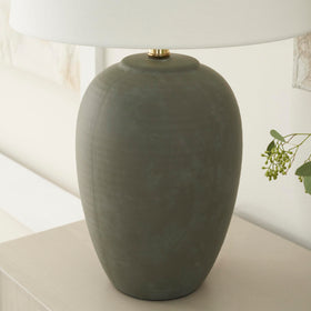 Nourison olive green lamp features 3-way switch for adjustable brightness