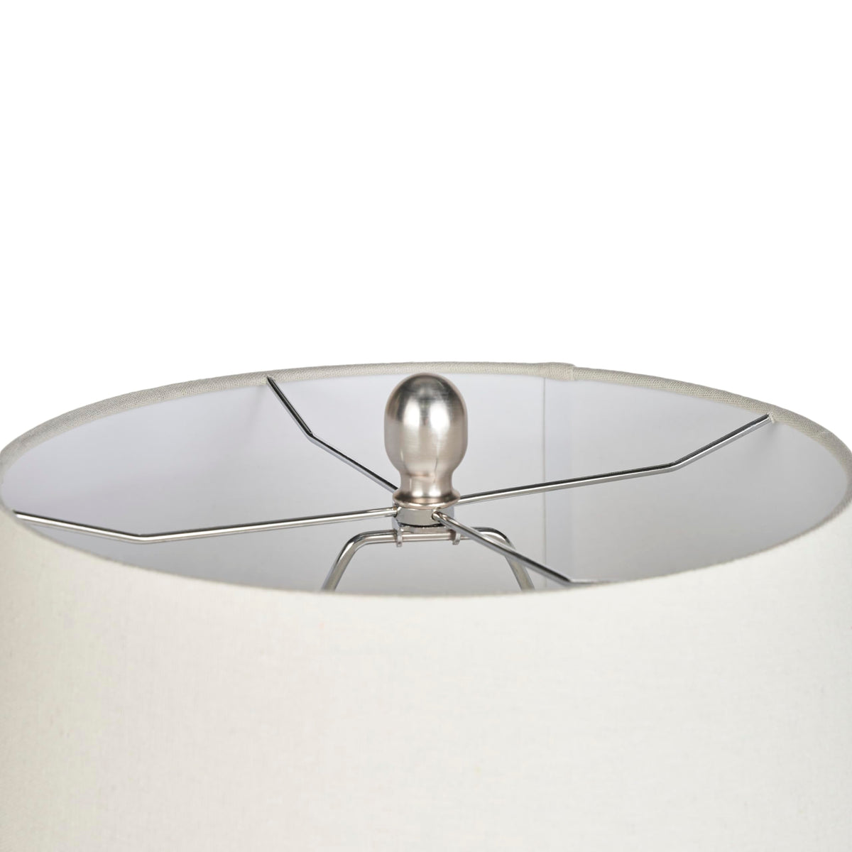 Nourison Home distressed cream lamp closeup highlights ceramic texture.