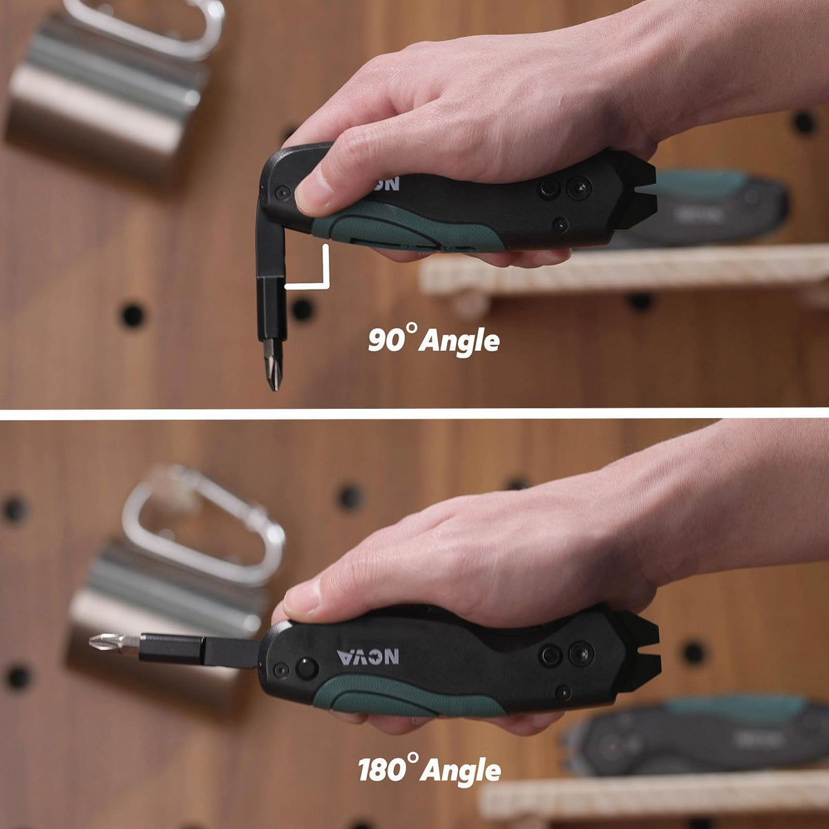 Nova multi-tool box cutter with pry bar and nail puller for versatile tasks.