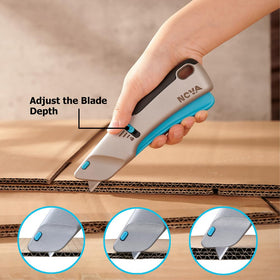 Nova self-retracting box cutter demonstrating safety in action.
