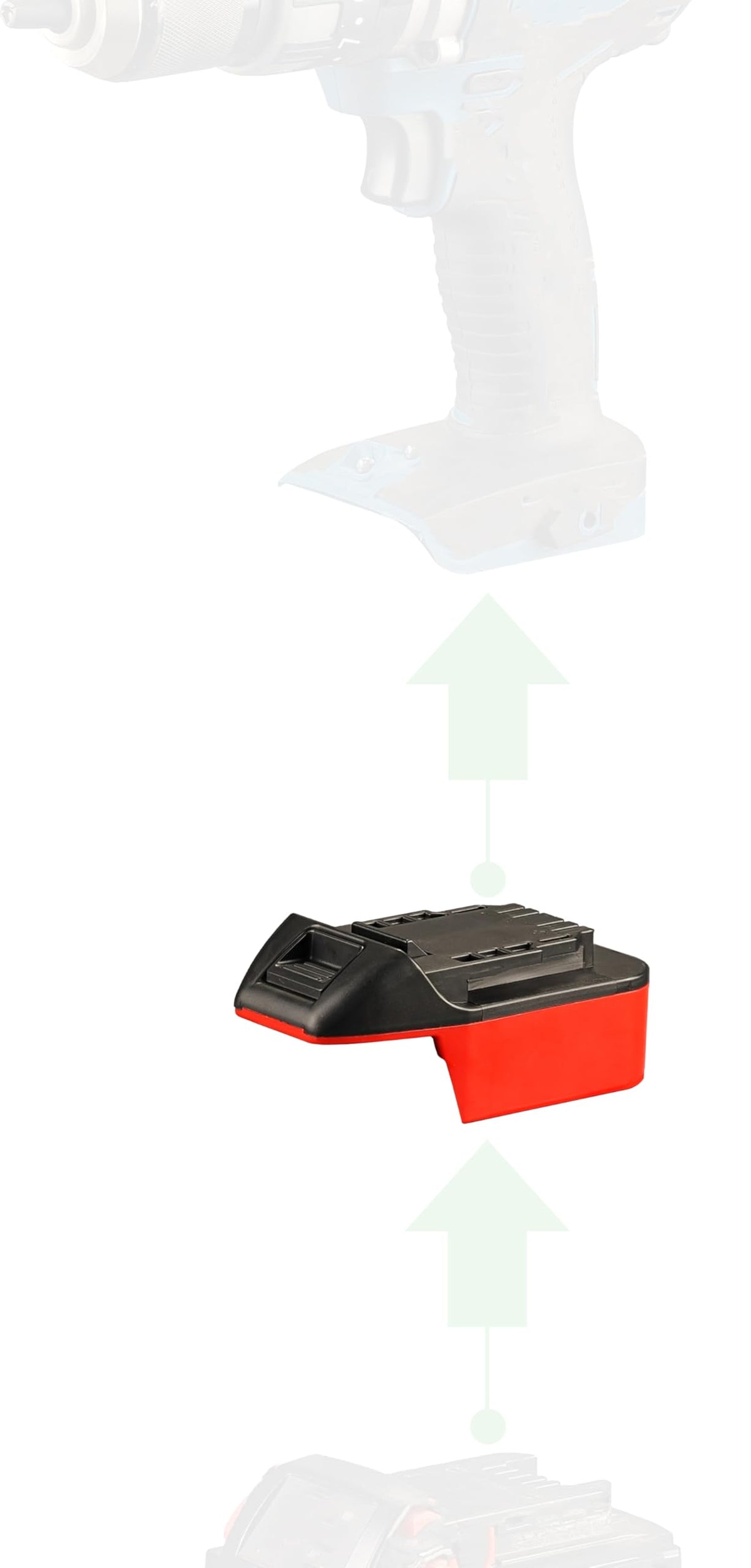 NovaQuantic adapter Milwauke M18 battery front view showing compact rugged design for site use.