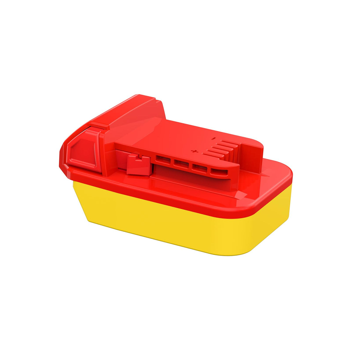 NovaQuantic adapter with DeWalt battery shows versatile power bridging for M18 tools.