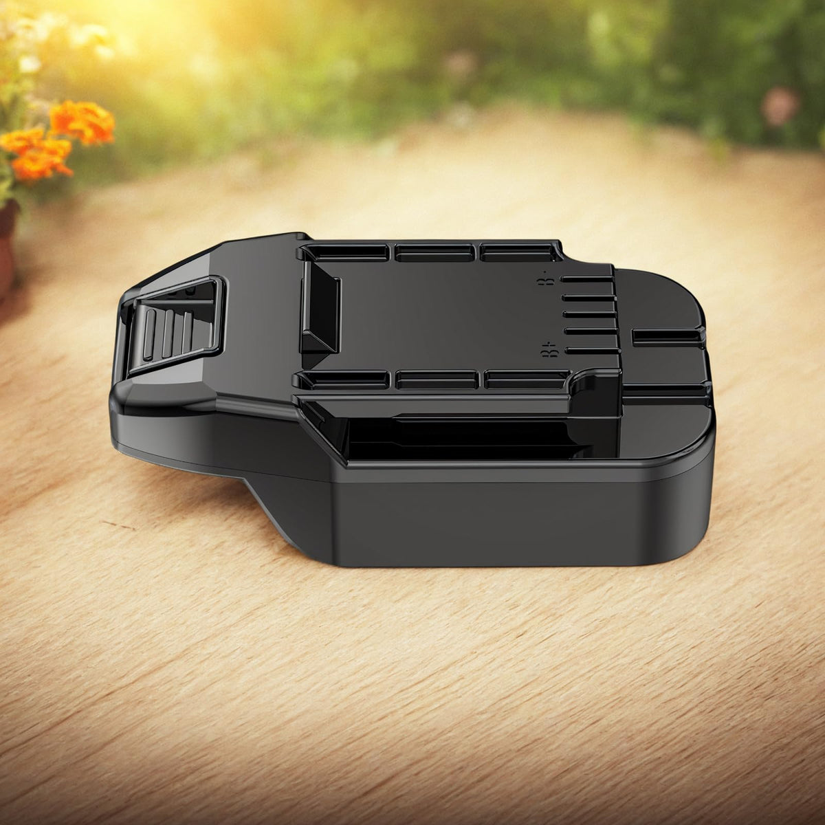 NovaQuantic adapter with DeWalt 20V battery connection enables broad tool usage.