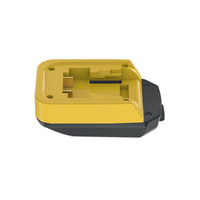 NovaQuantic Worx 20V adapter in use with DeWalt battery demonstrates power supply.